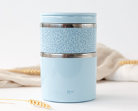 TERMO DOBLE PARA ALIMENTOS DE ACERO INOXIDABLE 930ML AZUL