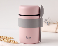 TERMO PAPILLERO DE ACERO INOXIDABLE 500ML CON CUCHARA ROSA