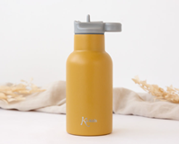 BOTELLA DE ACERO INOXIDABLE CON PAJITA  350ML MOSTAZA