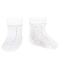 Calcetin algodon calado fino BLANCO 200 T000