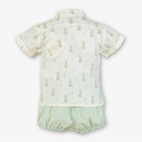 CAMISA MC PANT.CORTO BEBE NIÑO VERDE AGUA 9M