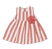 VESTIDO CINTURA RAYADO CORAL 24M