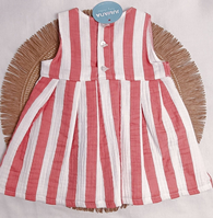 VESTIDO CINTURA RAYADO CORAL 24M