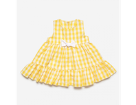 VESTIDO 2 VOLANTES CUADROS VICHY AMARILLO 36M