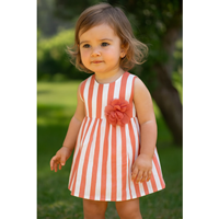 VESTIDO CINTURA RAYADO CORAL 24M