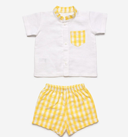 Conjunto Camisa con Pantalon rayas AMARILLO 24M
