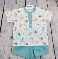 Conjunto Camisa con bermuda lino barcos 36M