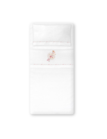 TRIPTICO CUNA AMOROSO PETALOS FLORES Y BROCHE BLANCO ROSA