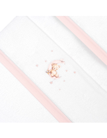 Triptico Cuna Coralina Estampado Oso Luna Estrellas Blanco Rosa