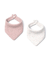 ESTUCHE BABERO BANDANA FLORES PETALOS 2 UNID BLANCO-ROSA
