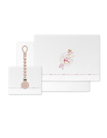 TRIPTICO CUNA AMOROSO PETALOS FLORES Y BROCHE BLANCO ROSA