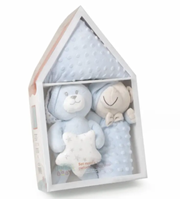 SET 3 PZS CASITA PELUCHE, MANTA Y DOU DOU AZUL