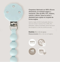 Chupetero Silicona Cadena Azul Grisaceo