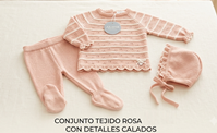 CONJ PUNTO NIÑA CON CAPOTA ROSA EMP CR 6M