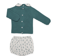 CONJ PANTALON ARBOLES CUELLO VERDE BALTICO 12M