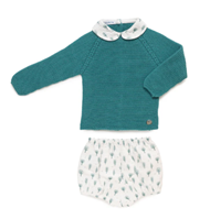 CONJ PANTALON ARBOLES CUELLO VERDE BALTICO 12M
