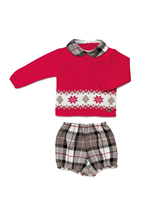 CONJ NAVIDAD PANTALON CENEFA ARBOL ESTRELLA ROJO 12M