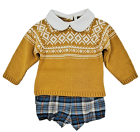 CONJ BEBE 2 PZAS CON JERSEY MOSTAZA 12M