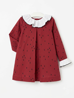 VESTIDO DE LUNAS CON CUELLO VOLANTE GRANATE 24 M