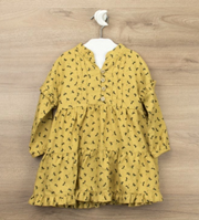VESTIDO MANGA CAIDA LIBELULAS MOSTAZA 24M