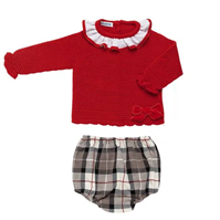 CONJ BRAGA CUADROS 12M ROJO
