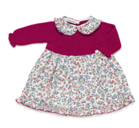 VESTIDO CUERPO PUNTO ESTAMPADO FLORES FUCSIA 24M