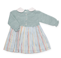 VESTIDO CUERPO PUNTO FALDA RAYADA ACUARELA 24M 