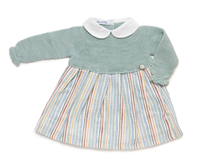 VESTIDO CUERPO PUNTO FALDA RAYADA ACUARELA 24M 