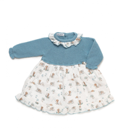 VESTIDO CUERPO PUNTO AZUL NUBE ANIMALITOS "Trazos" 18M 