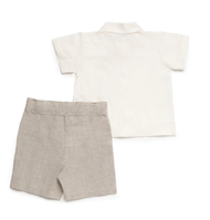 CONJUNTO CAMISA NIÑO MANGA CORTA LINO 24M