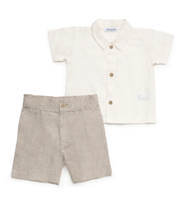 CONJUNTO CAMISA NIÑO MANGA CORTA LINO 24M