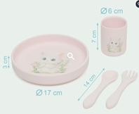 SET VAJILLA SILICONA ROSA 4 PZAS