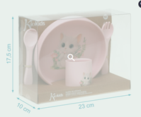 SET VAJILLA SILICONA ROSA 4 PZAS