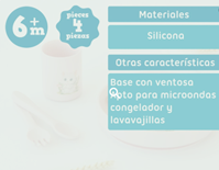 SET VAJILLA SILICONA ROSA 4 PZAS