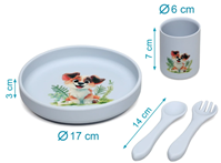 SET VAJILLA SILICONA AZUL 4 PZAS
