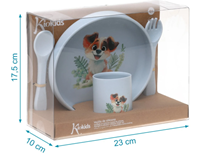 SET VAJILLA SILICONA AZUL 4 PZAS