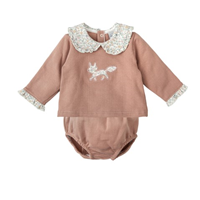 CONJ. FELPA C/VOLANTE RANIÑA NIÑA BOSCO MAQUILLAJE 6M