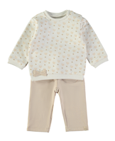 SUDADERA CORAZONES CON PANTALON CRUDO 6M