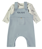 PETO CON CAMISETA JIRAFA CELESTE 6M