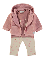 CONJUNTO 3 PIEZAS FLORES ROSA PALO 24M