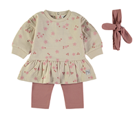 CONJUNTO 2 PIEZAS FLORES + CINTA ROSA 6M