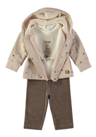 CONJUNTO 3PZAS SUDADERA GATOS BEIG 24M