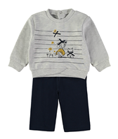 PANTALON CON SUDADERA LAZO GATOS GRIS 24M
