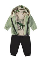 CONJUNTO 3 PIEZAS DINOSAURIO VERDE AGUA 18M