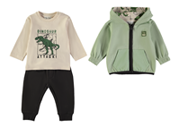 CONJUNTO 3 PIEZAS DINOSAURIO  VERDE AGUA 24M