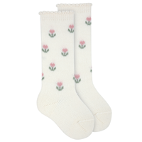 Calcetin alto lana Merino con flores CAVA 913 T0