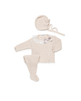 CONJUNTO 3.P RECOGIDAS PUNTILLA CREMA 1M