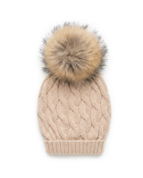 GORRO SUELTO TRENZA POMPON PELO BEIG 6-12M