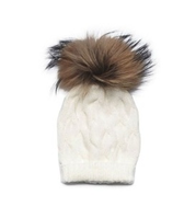 GORRO SUELTO TRENZA POMPON PELO BLANCO 6-12M