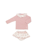 CONJUNTO BRAGA VOLANTE MUÑECAS ROSA EMPOLVADO 18M
